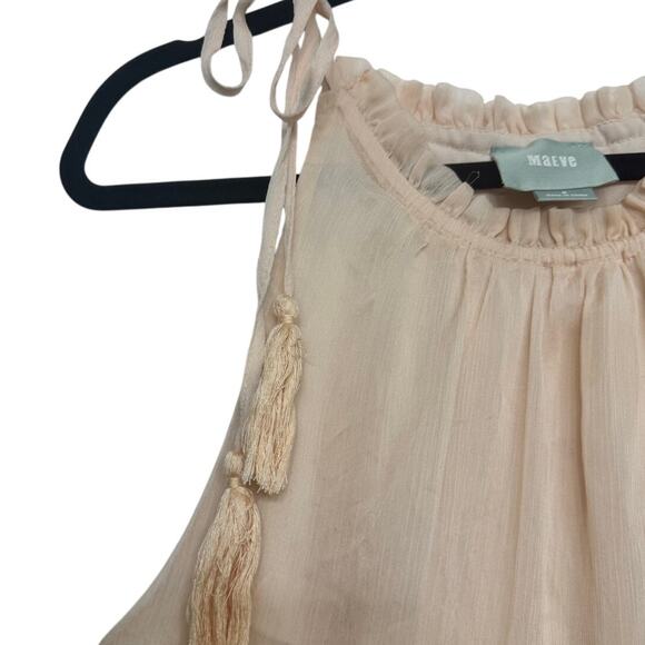 Maeve Anthropologie Tiered Peplum Tank Top Blush Pink Tassel Tie Shoulder Small - Picture 4 of 6
